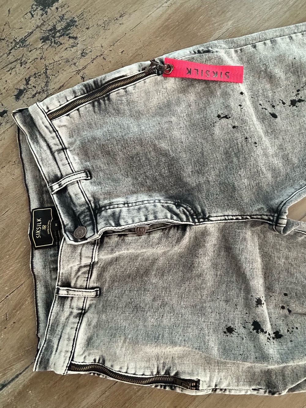 SikSilk Men's Grey Skinny Distressed Jeans - Picture 2 of 3